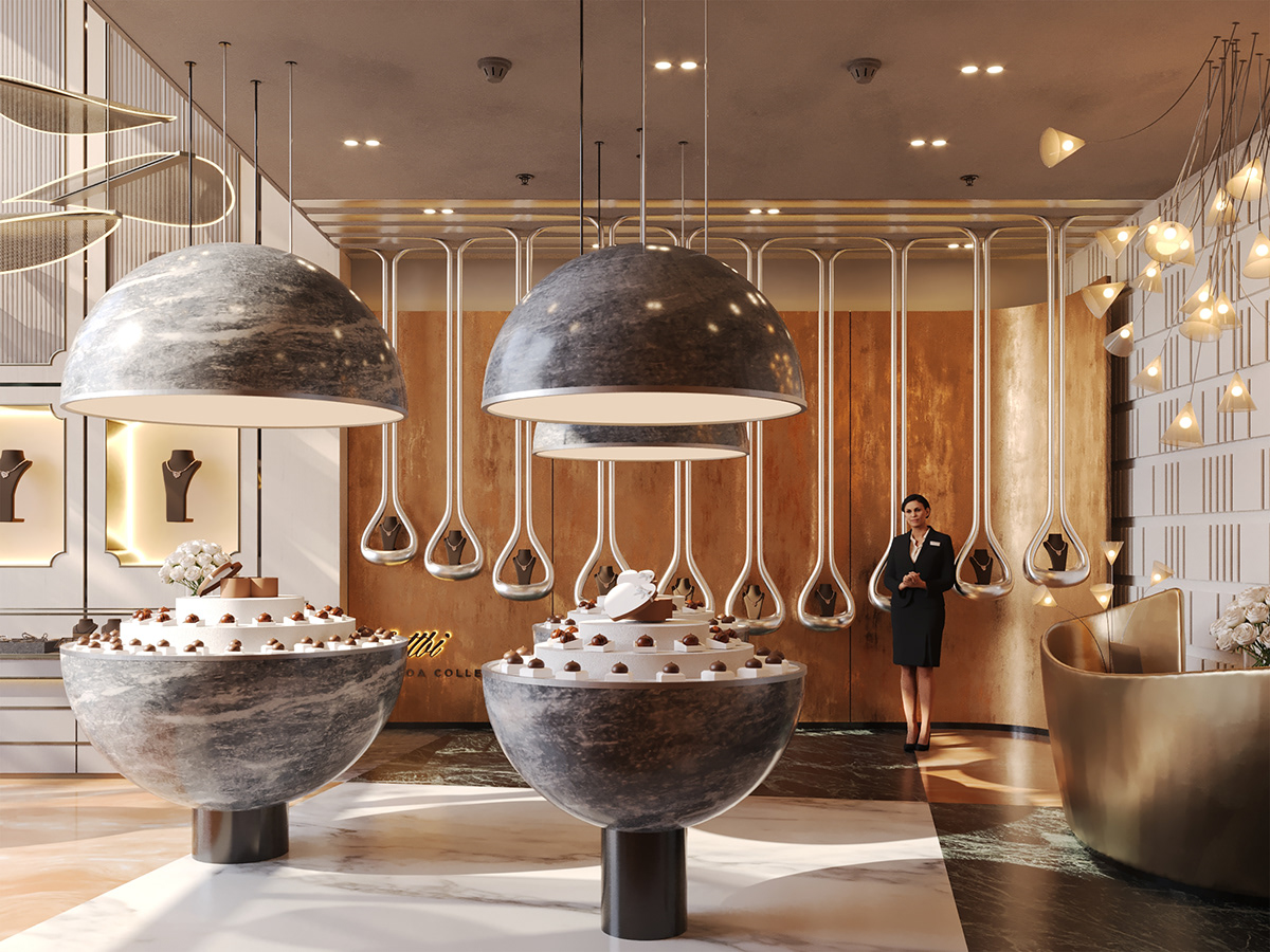 architecture chocolate Fashion  interior design  jewelry luxury store cafe Coffee restaurant