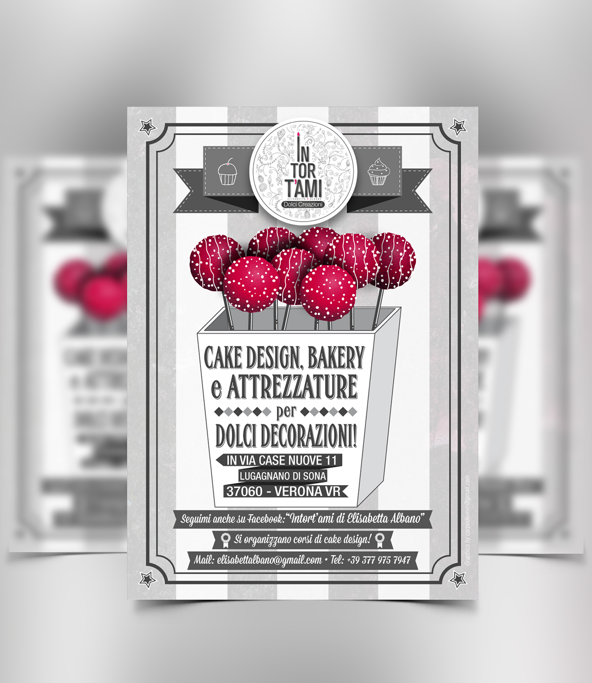 Intort'ami bakery cake design logo brand ADV flayer poster cupcake business card verona cake biglietti da visita dolci Bakery Italia