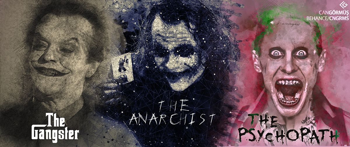 the joker Jack Nicholson Heath Ledger jared leto The Gangster The Anarchist the psychopath falan