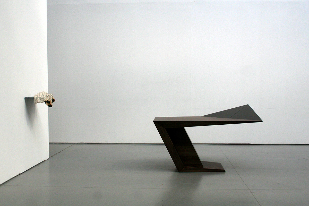 furniture bespoke Exhibition  walnut table desk sleek