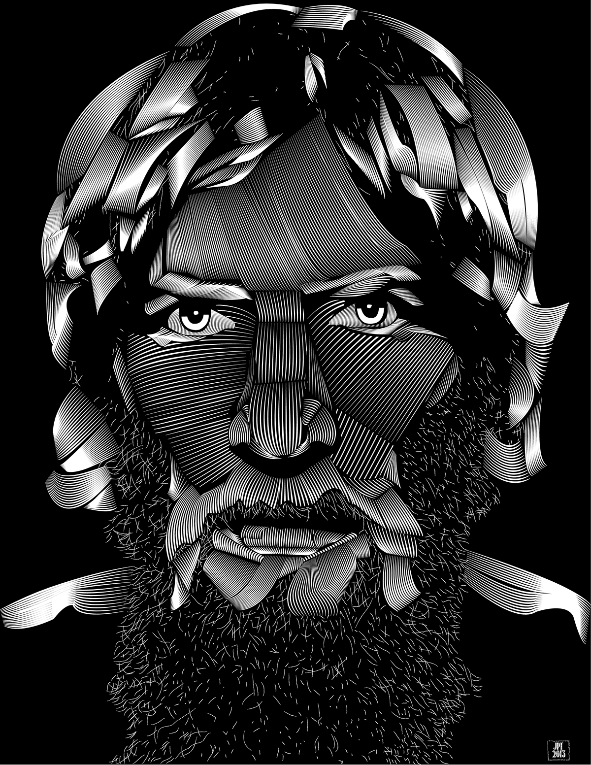 Daniel Bryan Wrestler portrait linocut Illustrator