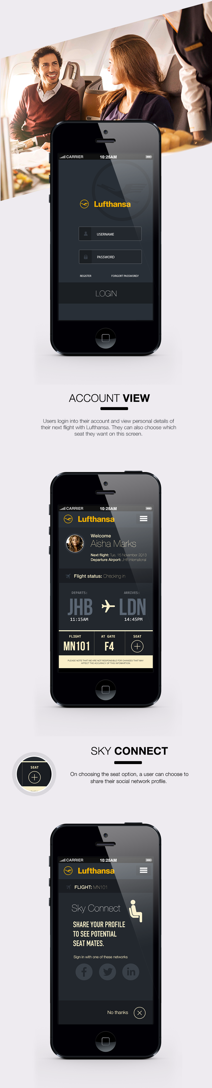 iOS 7 ios7 iphone Lufthansa Flying airline Airways UI ux UX design