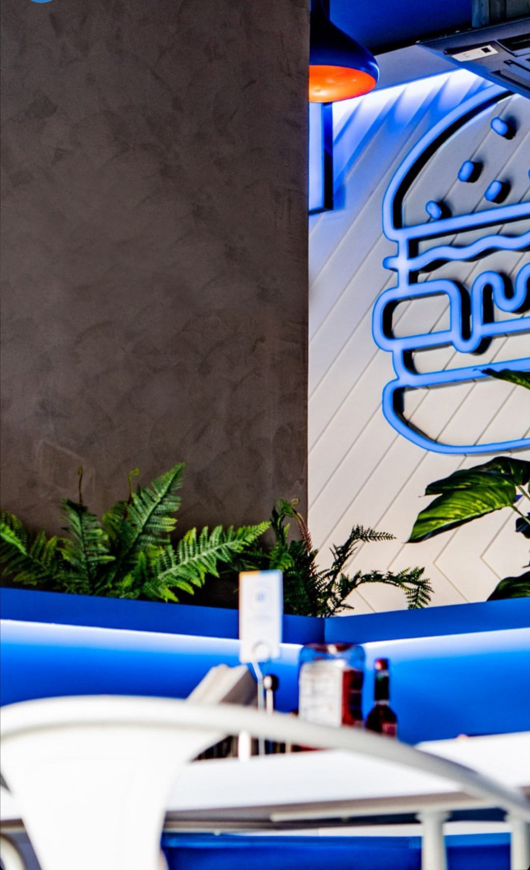 burger Muscat blue Qatar dubai cement branding  restaurant popart neon