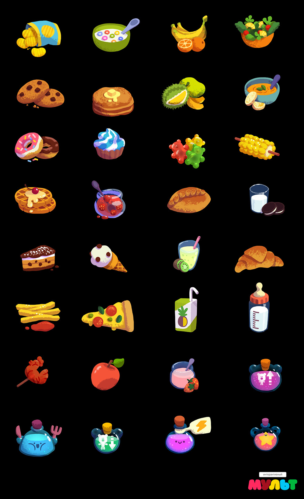 mobile game app ILLUSTRATION  kids Food  Game Art Mobile app children icons game