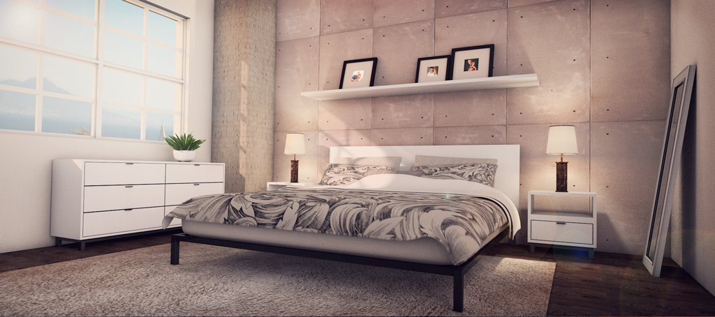 Project persona interior desig bed Lamp 3D cinema 4d c4d Render bedroom house mexico