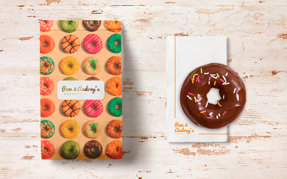 Doughnuts Donuts bakery brand identity business card Stationery logo Logotype Mockup vintage inspiration orange photos