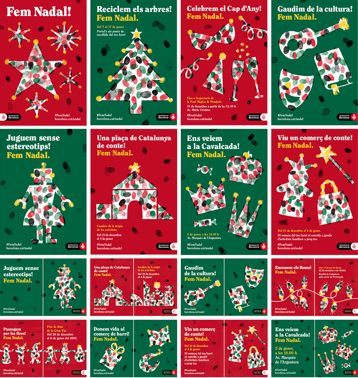 Christmas community barcelona graphic design  celebration colorful Poster Design animation  ILLUSTRATION  Nadal