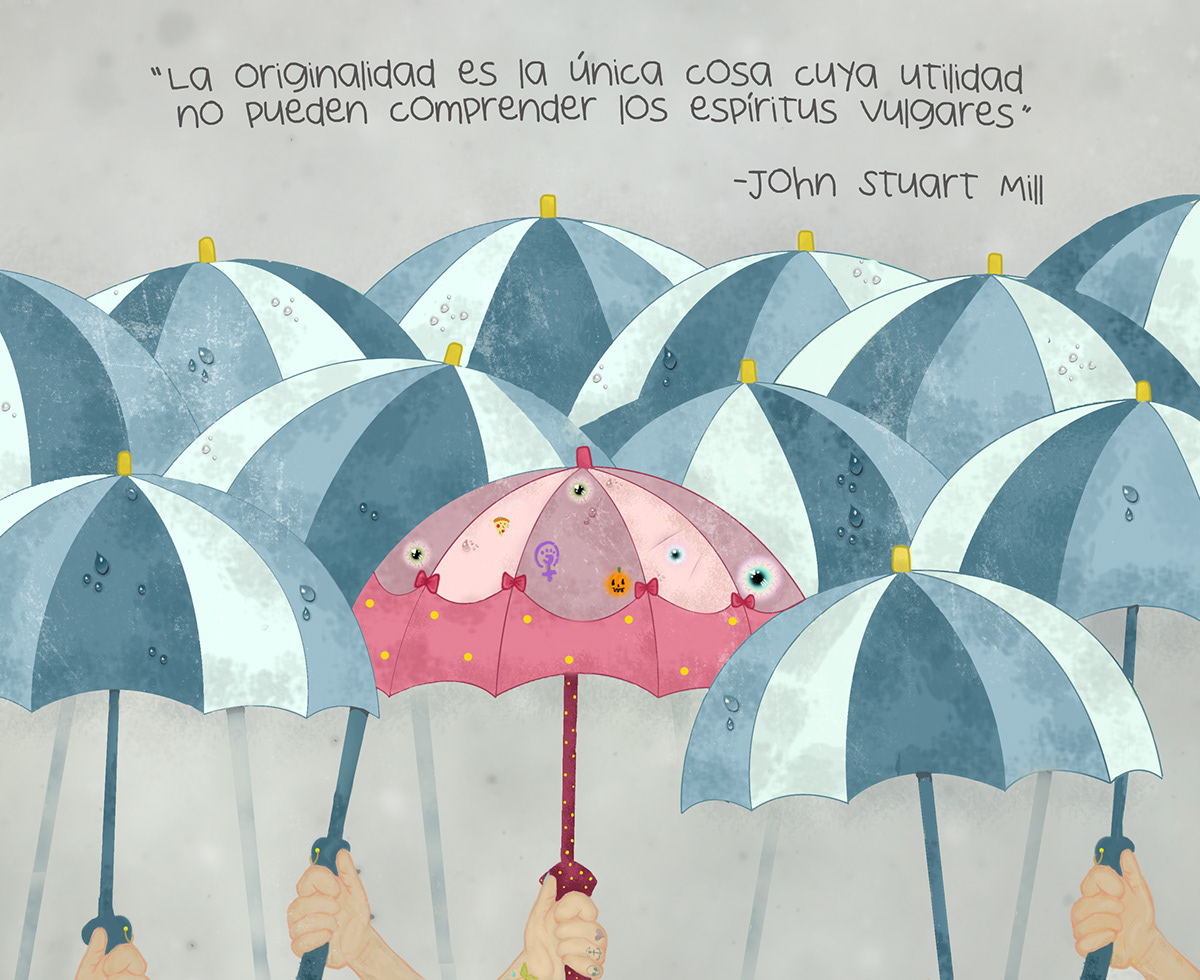 Umbrella droplets gray originality quote semiotics semiótica paraguas aleloz monterrey mexico art photoshop ilustracion