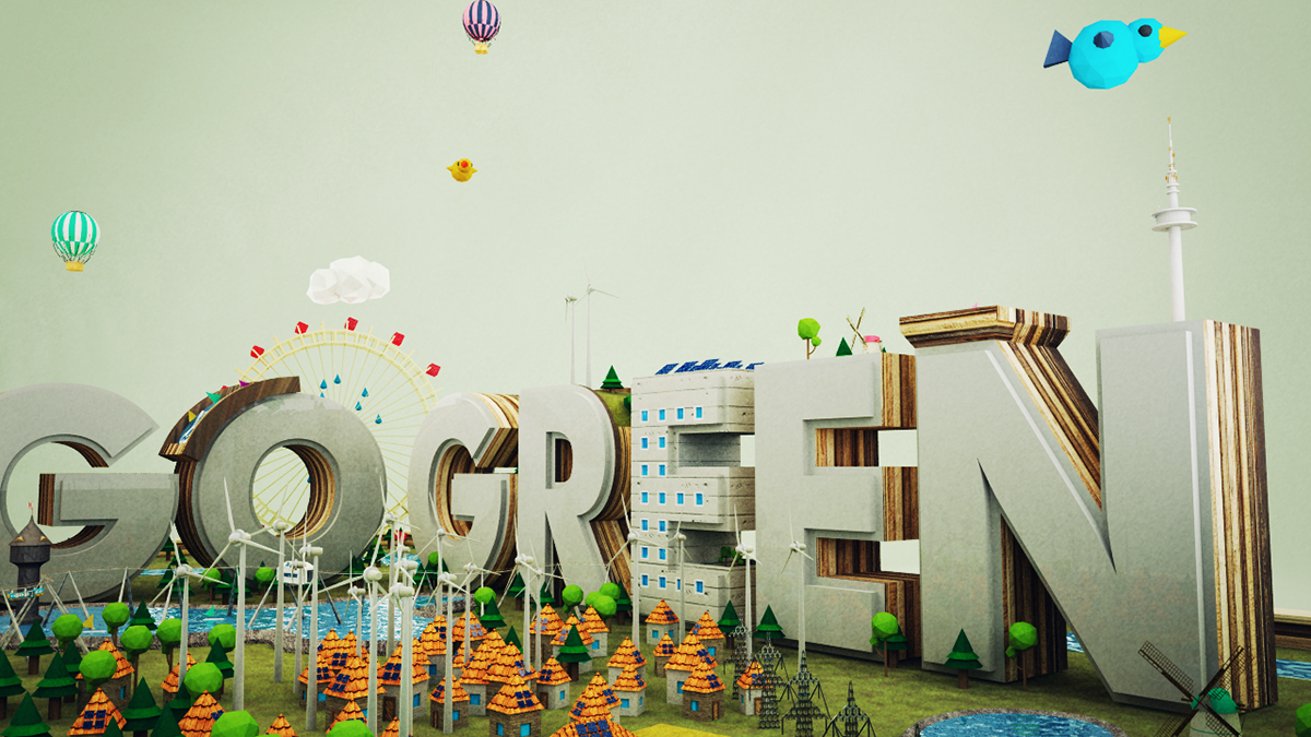 gogreen  cinema 4d after effects vray motion graphics 