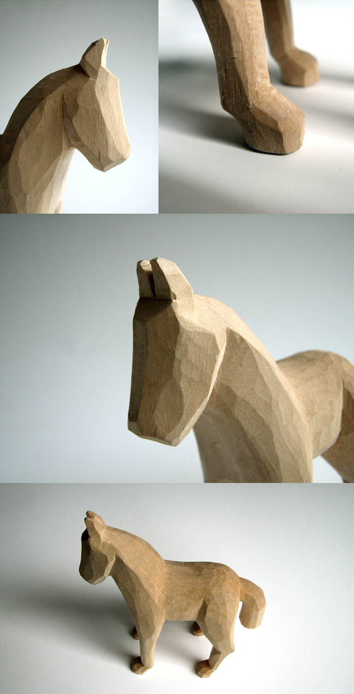 wood horse carve carving Nature eco statue sculpture animal handmade gift figure toy knife mora