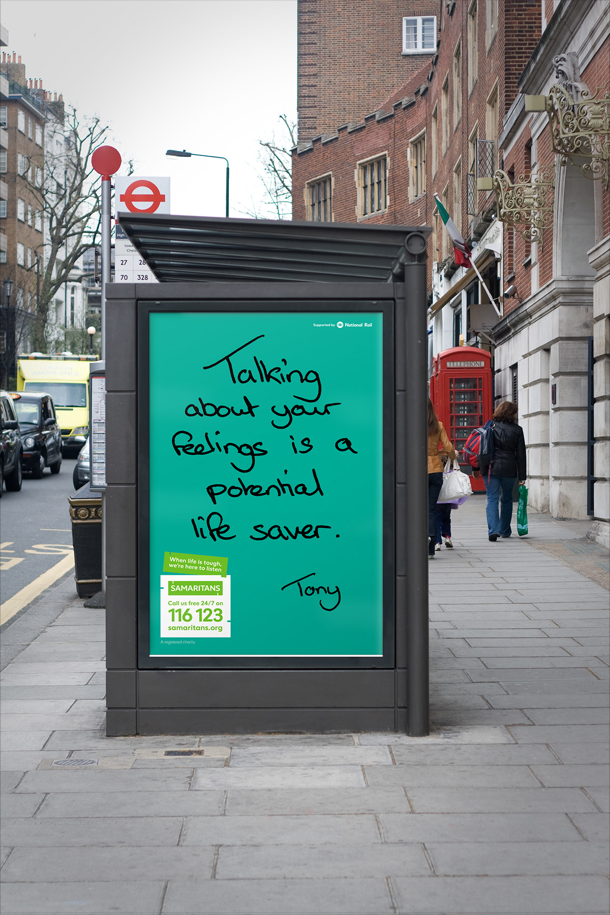 OOH Advertising  poster Samaritans charity graphic design  advert billboard handwritten colour