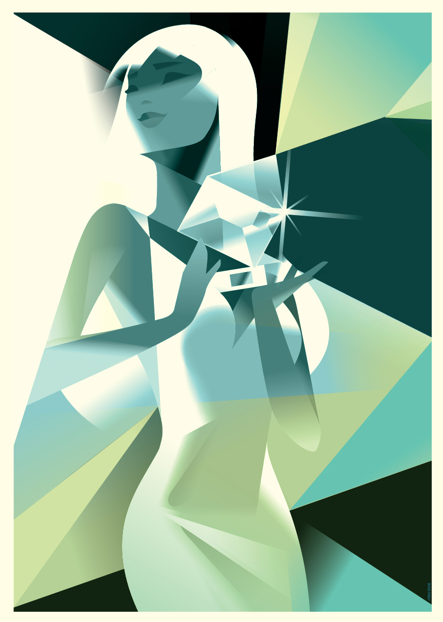 Adobe Portfolio woman award art deco Retro shapes Cassandre vector ILLUSTRATION  Illustrator