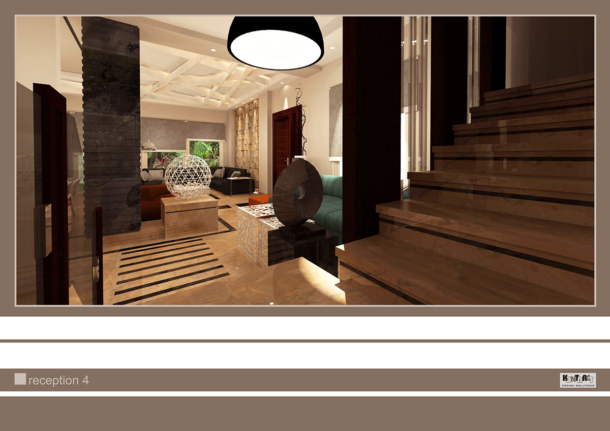 SketchUP reception living master bedroom 3D podium duplex