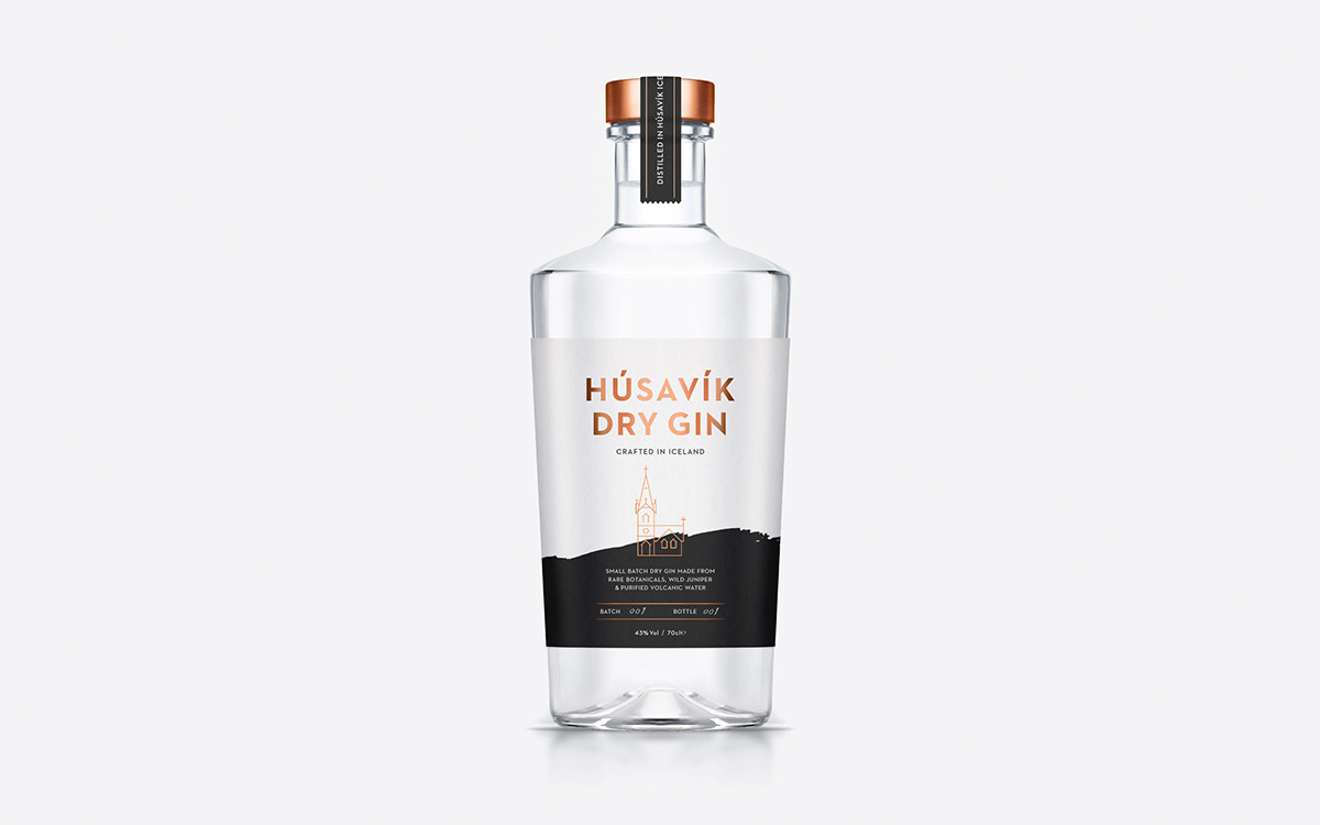 gin iceland alcohol distillery Icon Packaging Husavik typepluscolour branding  bronze