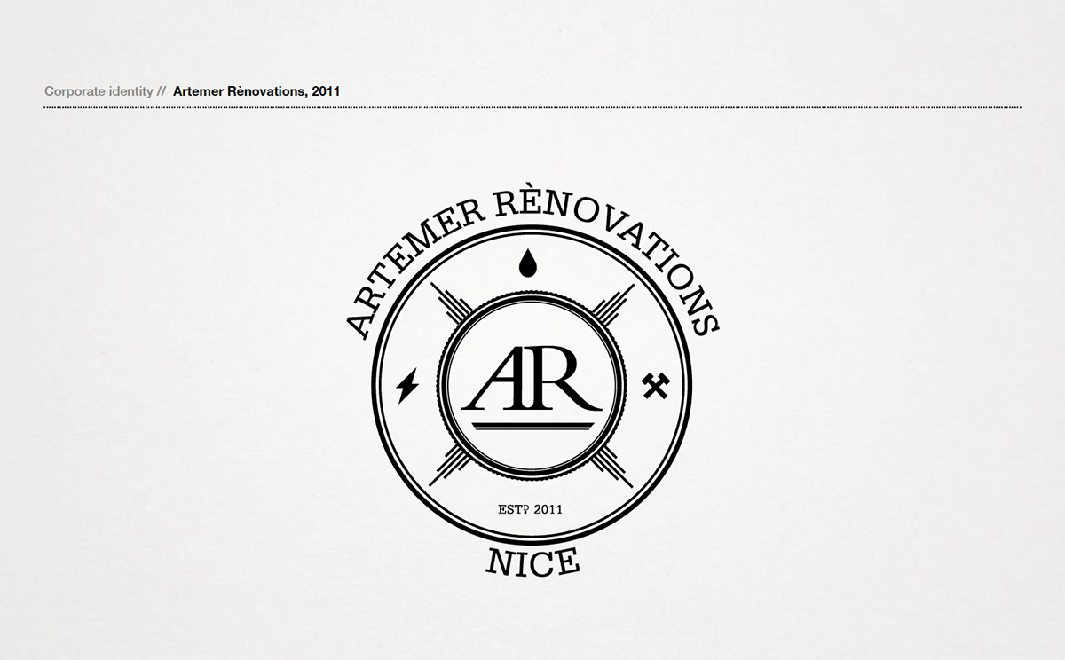 Artemer Rènovations corporate identity marco oggian graphic design logo