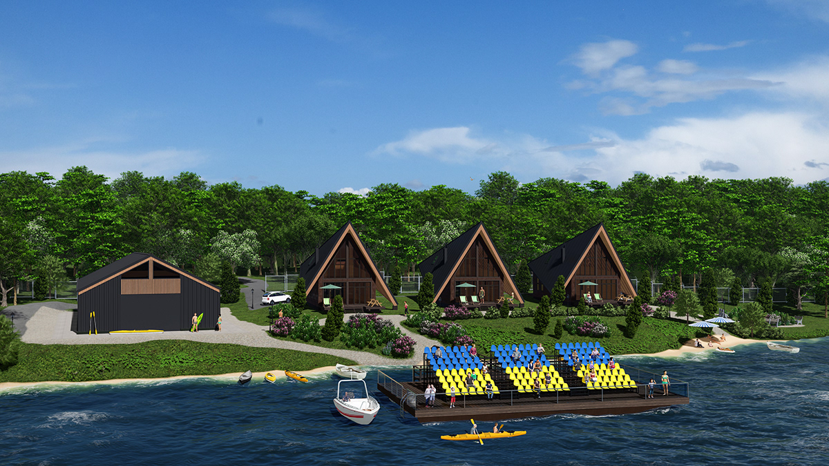 boat children ukraine visualization architecture 3D archviz exterior Render Training Base