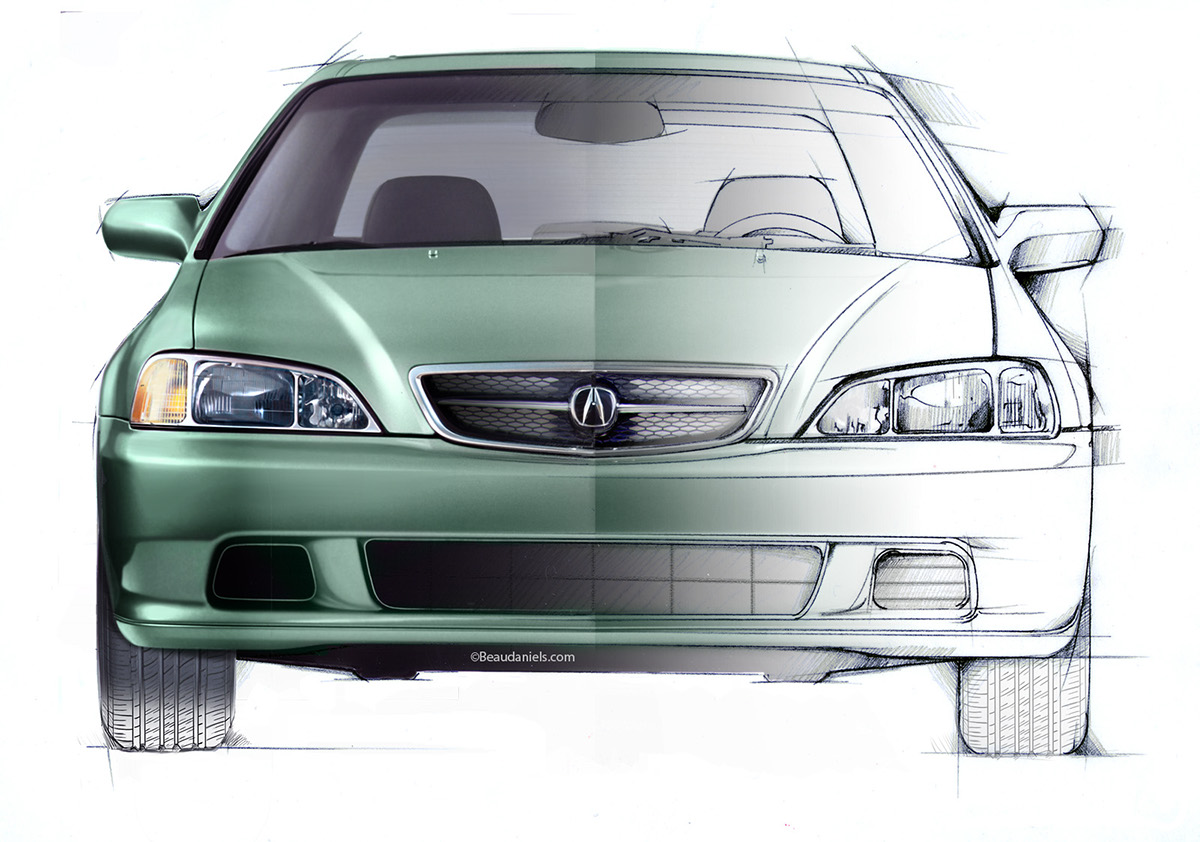 Acura illustrations Automotive drawings Transport technical illustration