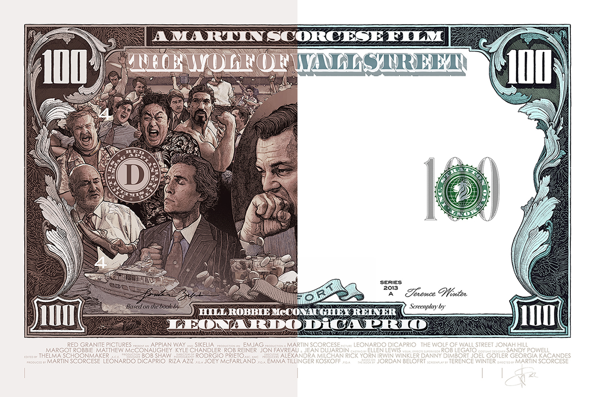 screen print poster thewolfofwallstreet StudioKxx krzysztofdomardzki jordanbelfort dicaprio