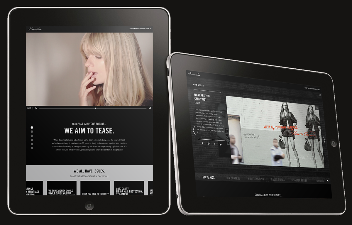 Kenneth Cole Web motion ArtDirection design Layout films interaction interactive