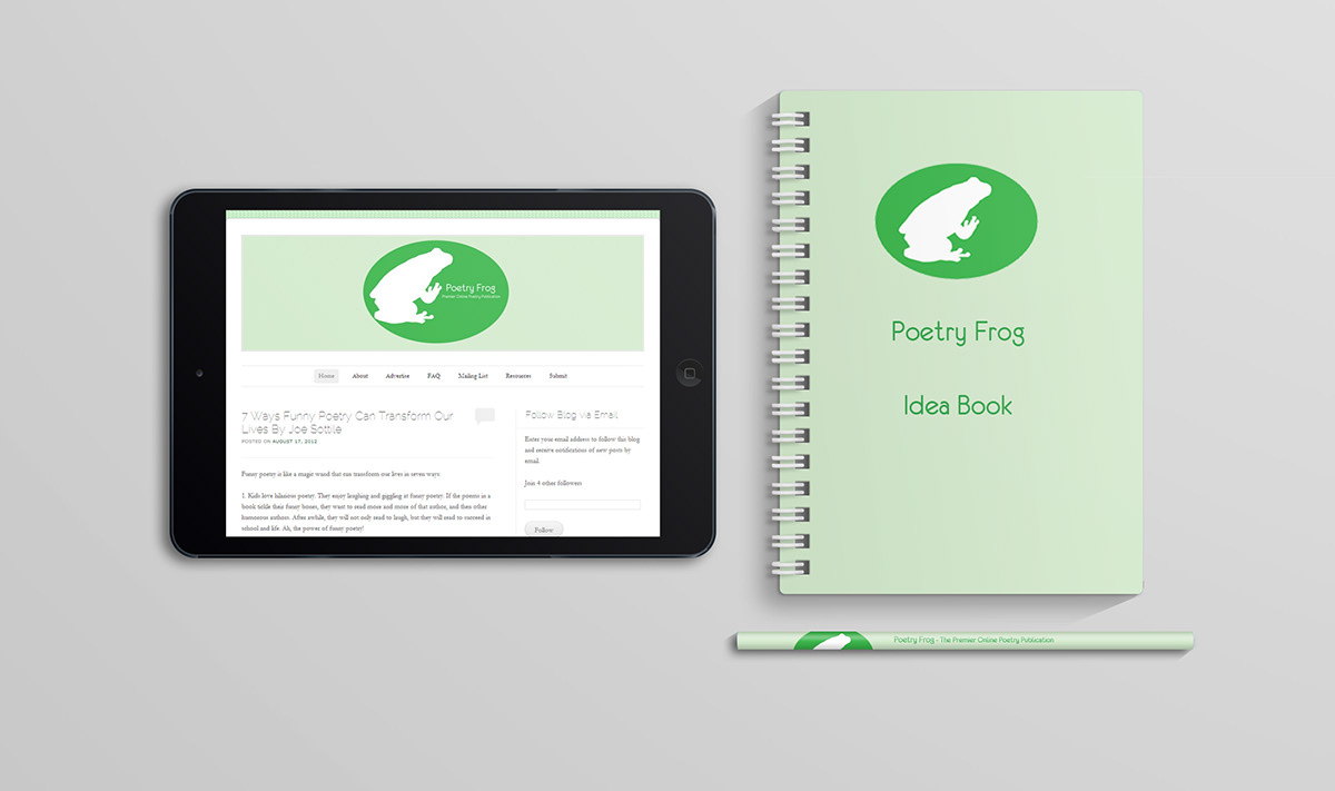 logo  design frog Poetry  creative identity green Style simple clean minimal planning Practice scheme mock up