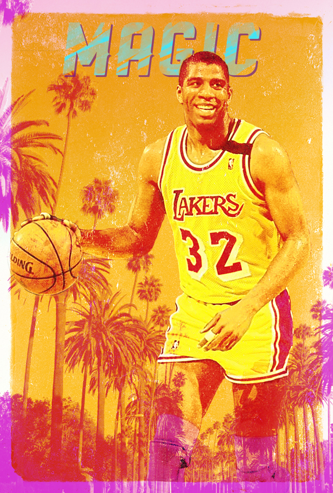 NBA basketball HOF photoshop vintage