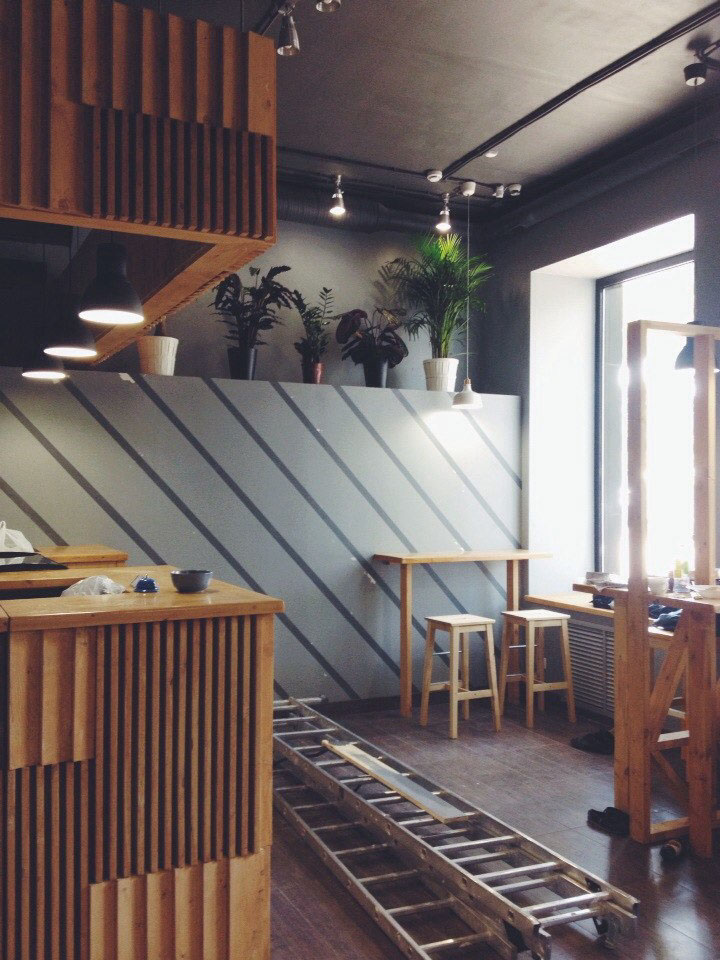 Interior fastfood Sushi panasian cafe coffe wood cafeshop