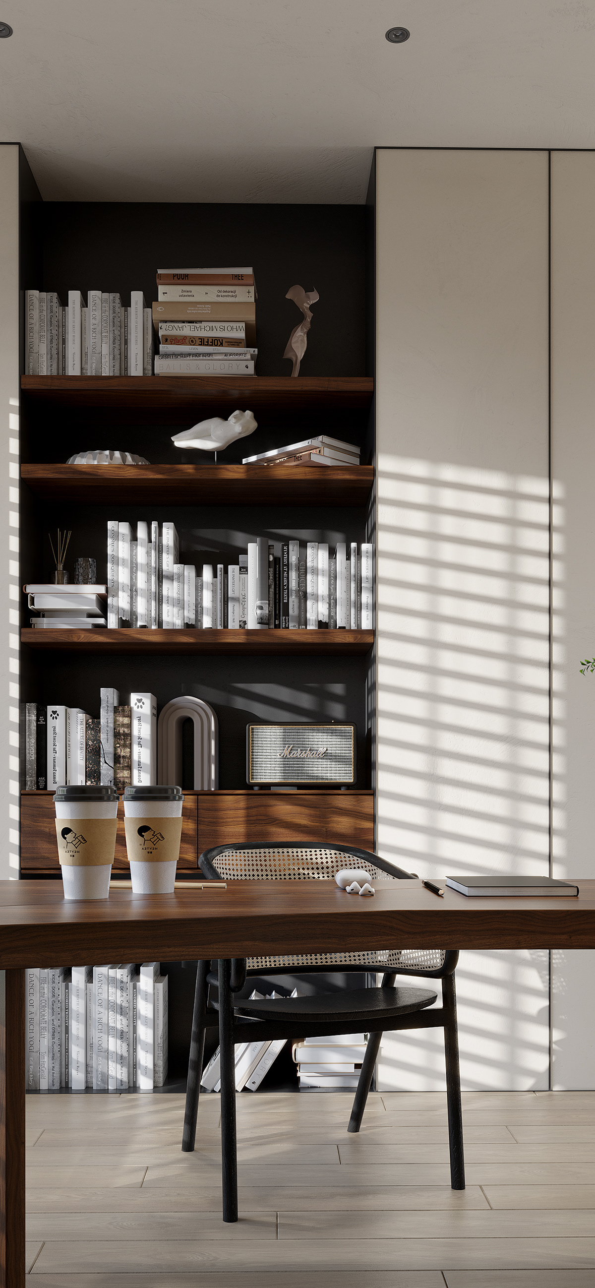 3dsmax 侘寂风 奶油色系 客厅 室内设计 家装设计 效果图 渲染 软装设计 餐厅