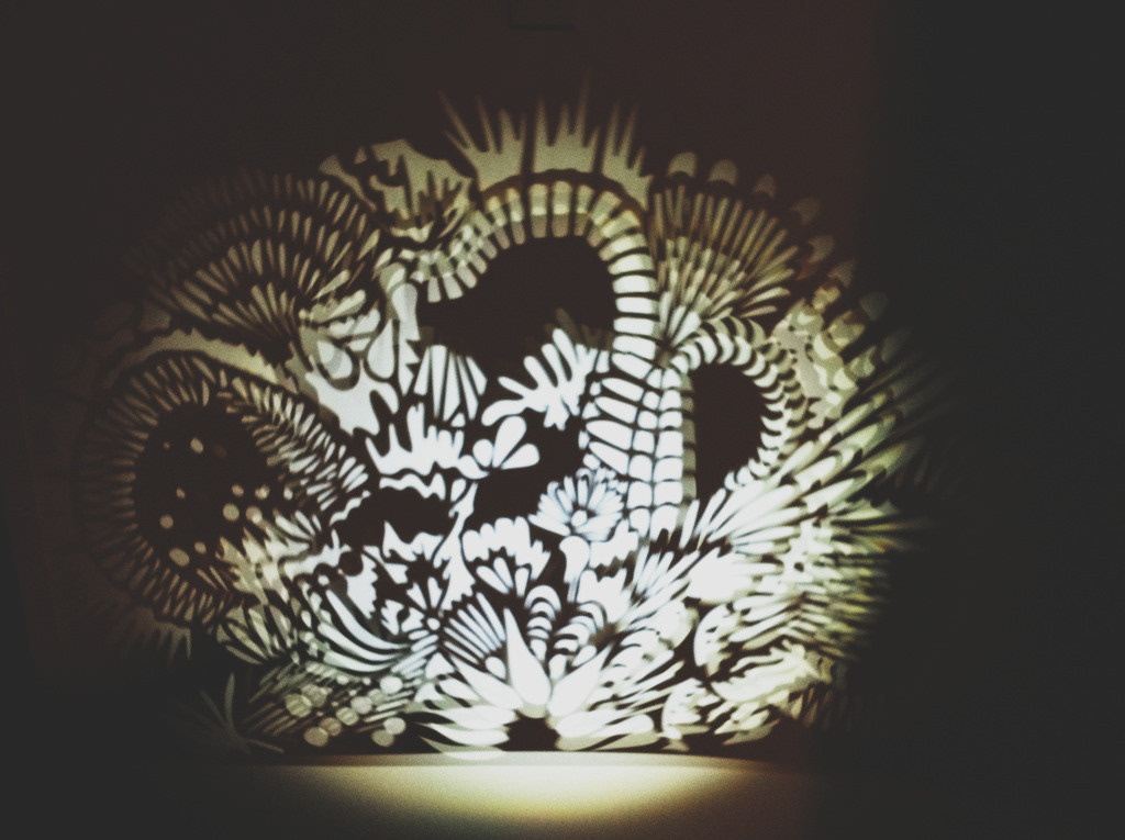 paper cutting art projection light fern Nature earth black