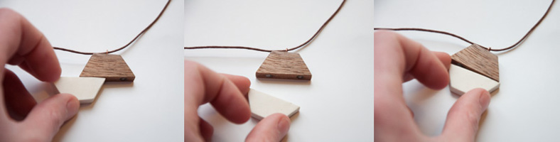 wood porcelain jewelry handmade pendant