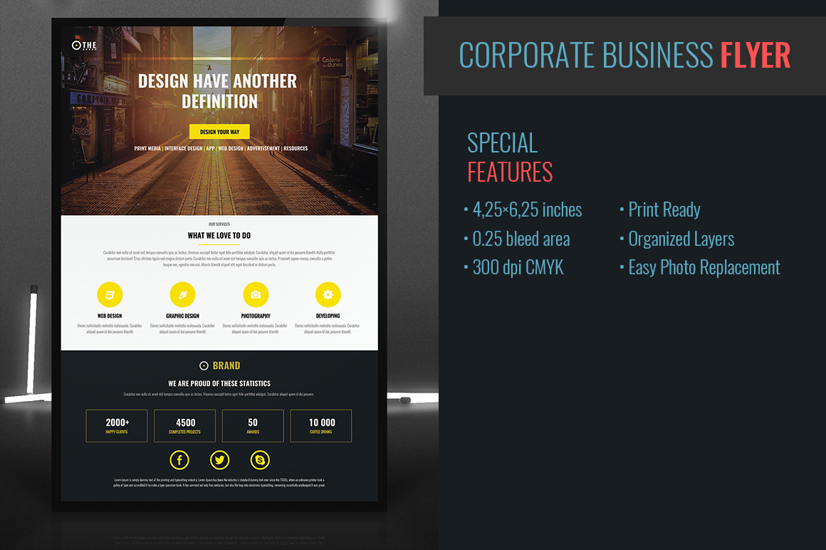 flyer corporate clean free freebie template psd photoshop download poster a4