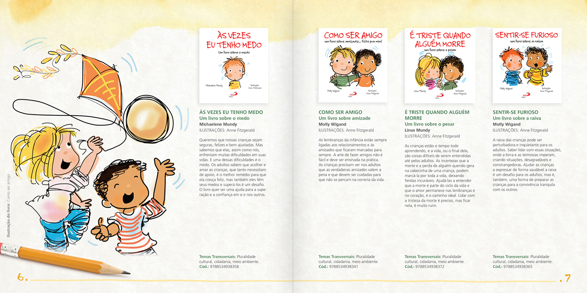 editorial design catalogo infantil infantojuvenil kids aquarela Ilustração