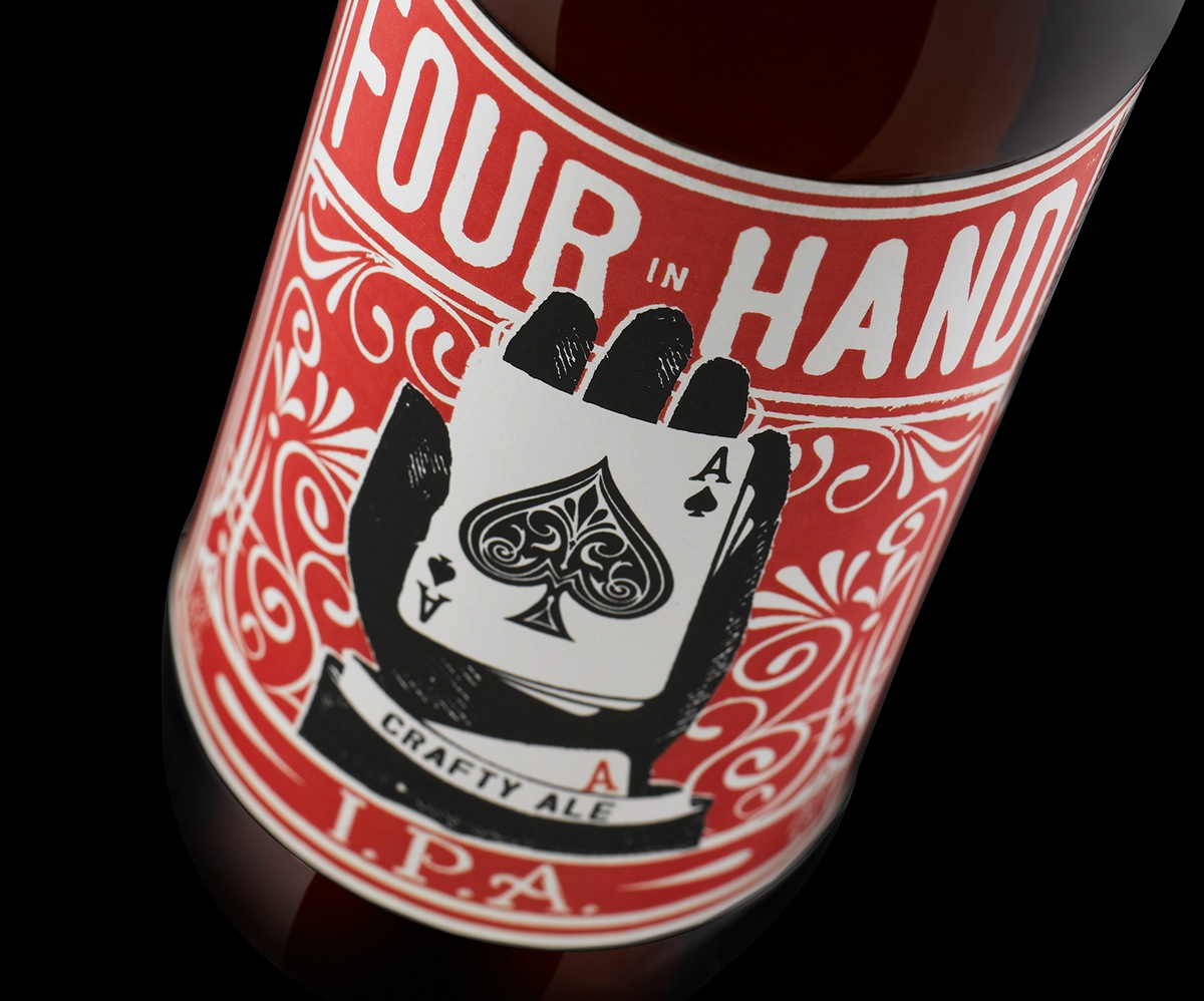 Four in Hand Winery  Exchange four hand spade ace cards beer Stranger & Stranger ale IPA red black White