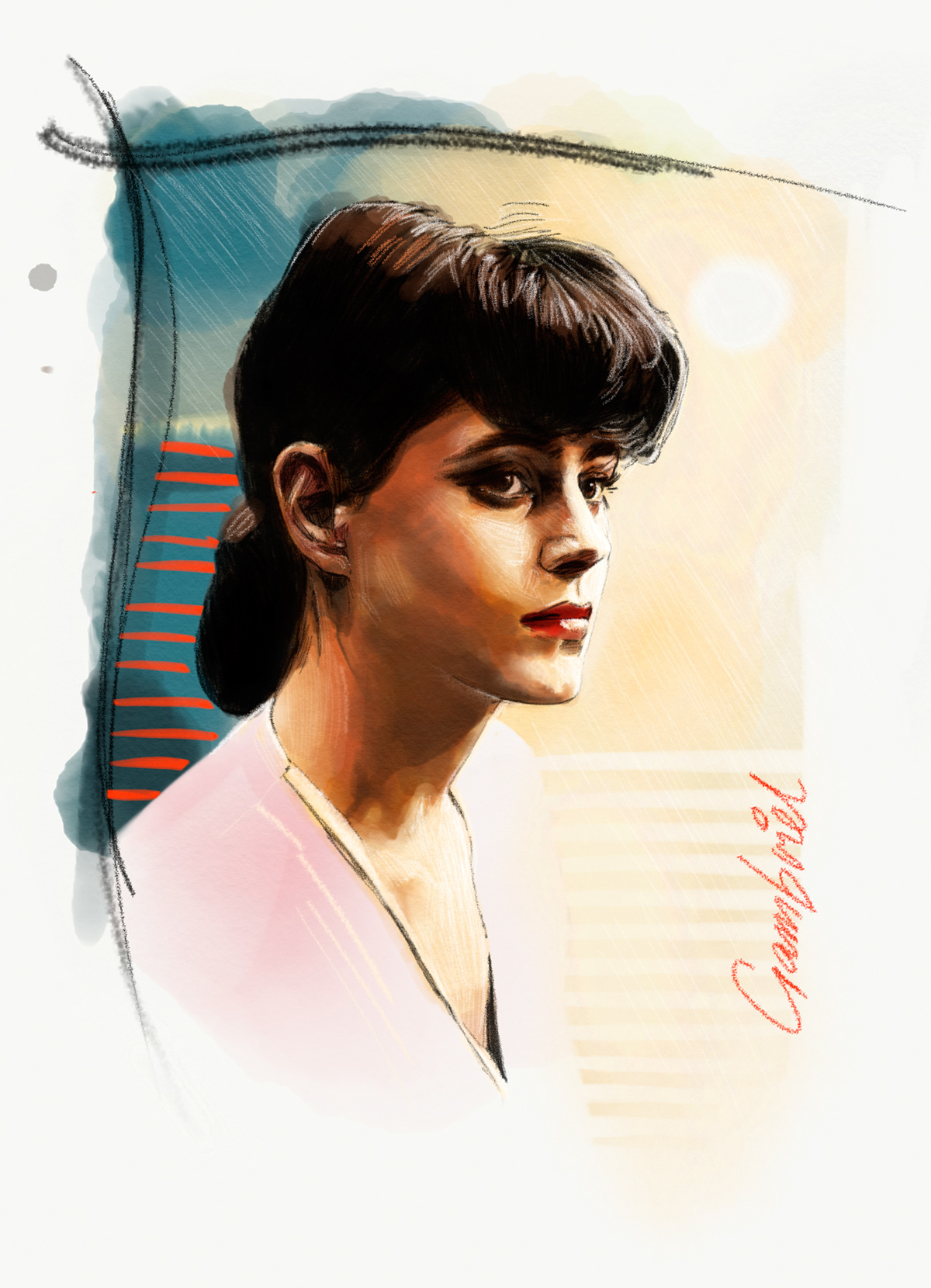 Portrait of Sean Young, Blade Runner, Personal work.