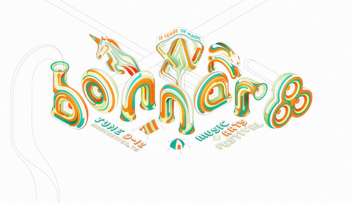 ILLUSTRATION  type typography   Illustrator Isometric Magic   festival music bonnaroo identity