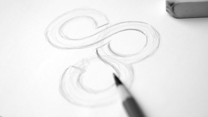 Coffee logo sketch pencil design