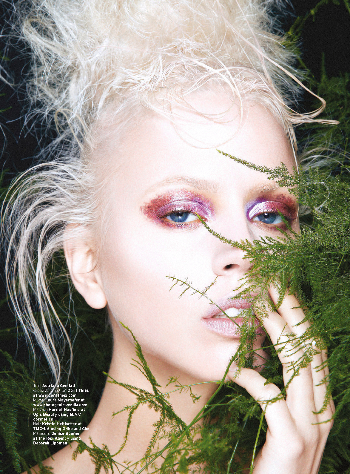 Elle magazine publication editorial beauty skin sensual Nature blonde retouch