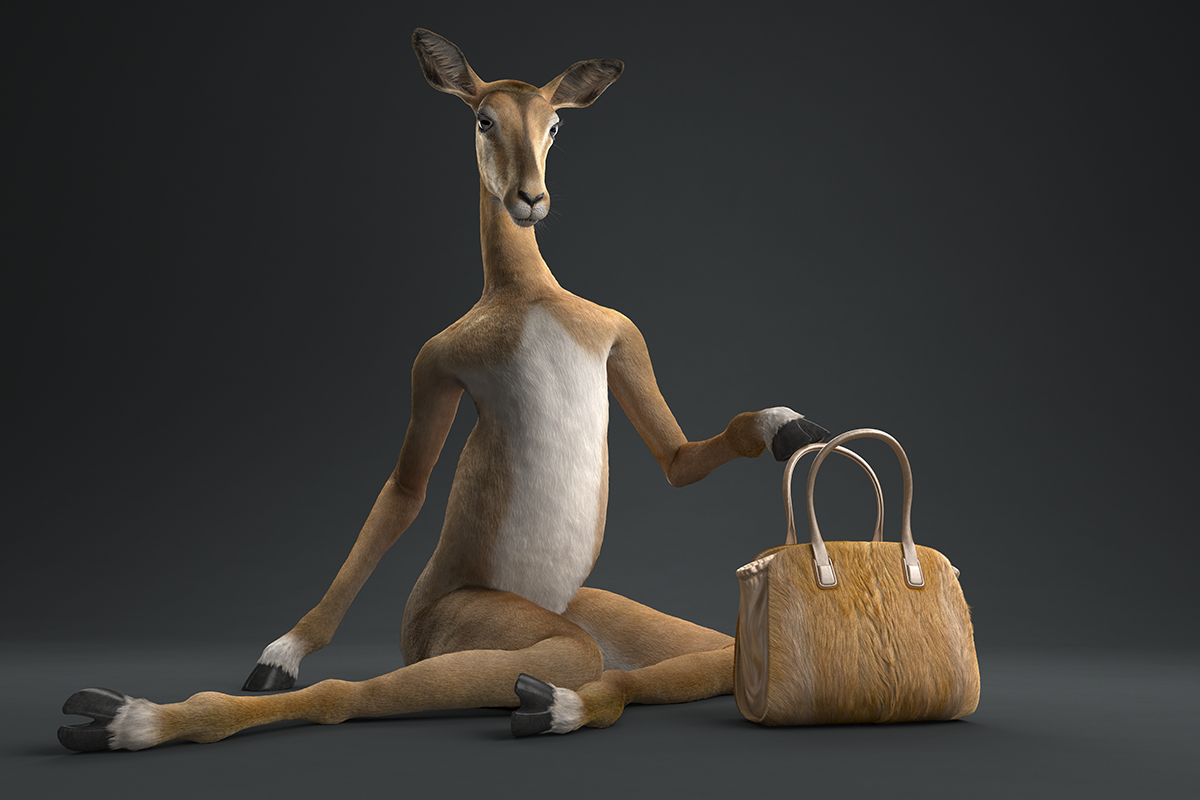 baggit bags 3D CGI animals zebra impala cheetah gold Fur accessories horse predator