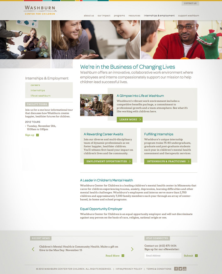 washburn website children  webdesign  web design colorful grid interactive cms Content Management System