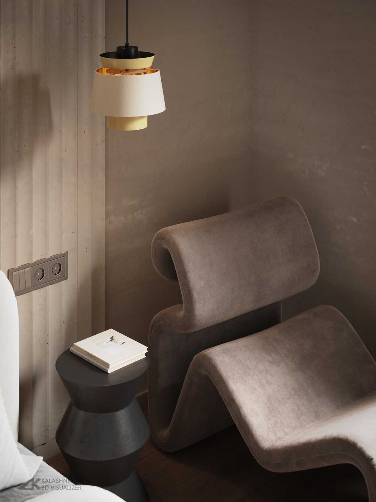 bedroom Japandi Interior design visualization 3D Render archviz corona 3ds max