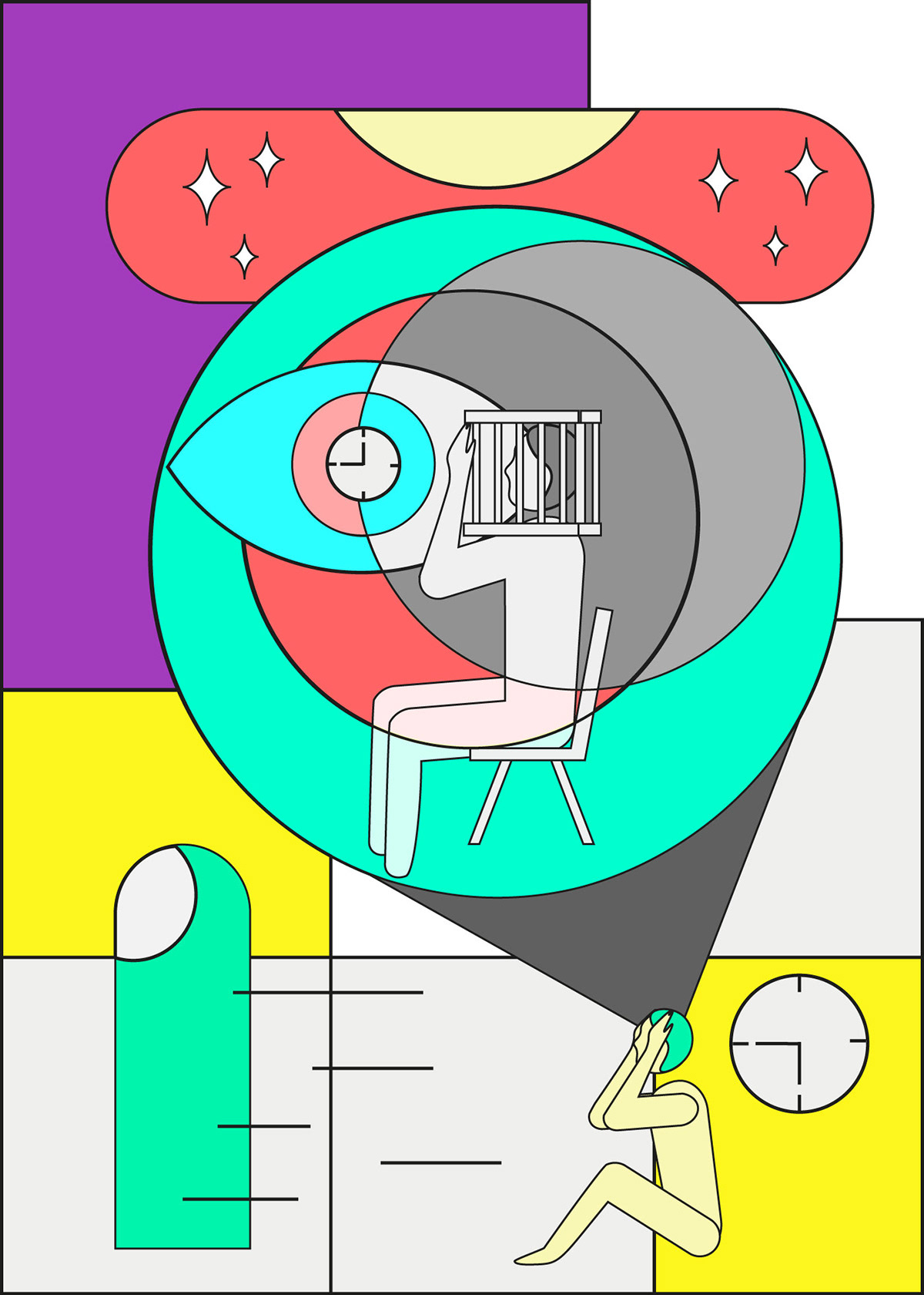 ILLUSTRATION  bauhaus abstract geometric Digital Art  artwork poster branding  visual identity Packaging