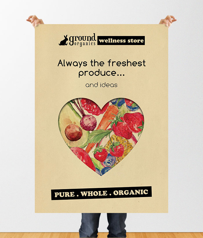 ground Organics Food  logo poster business card fruits vegetables juice Website