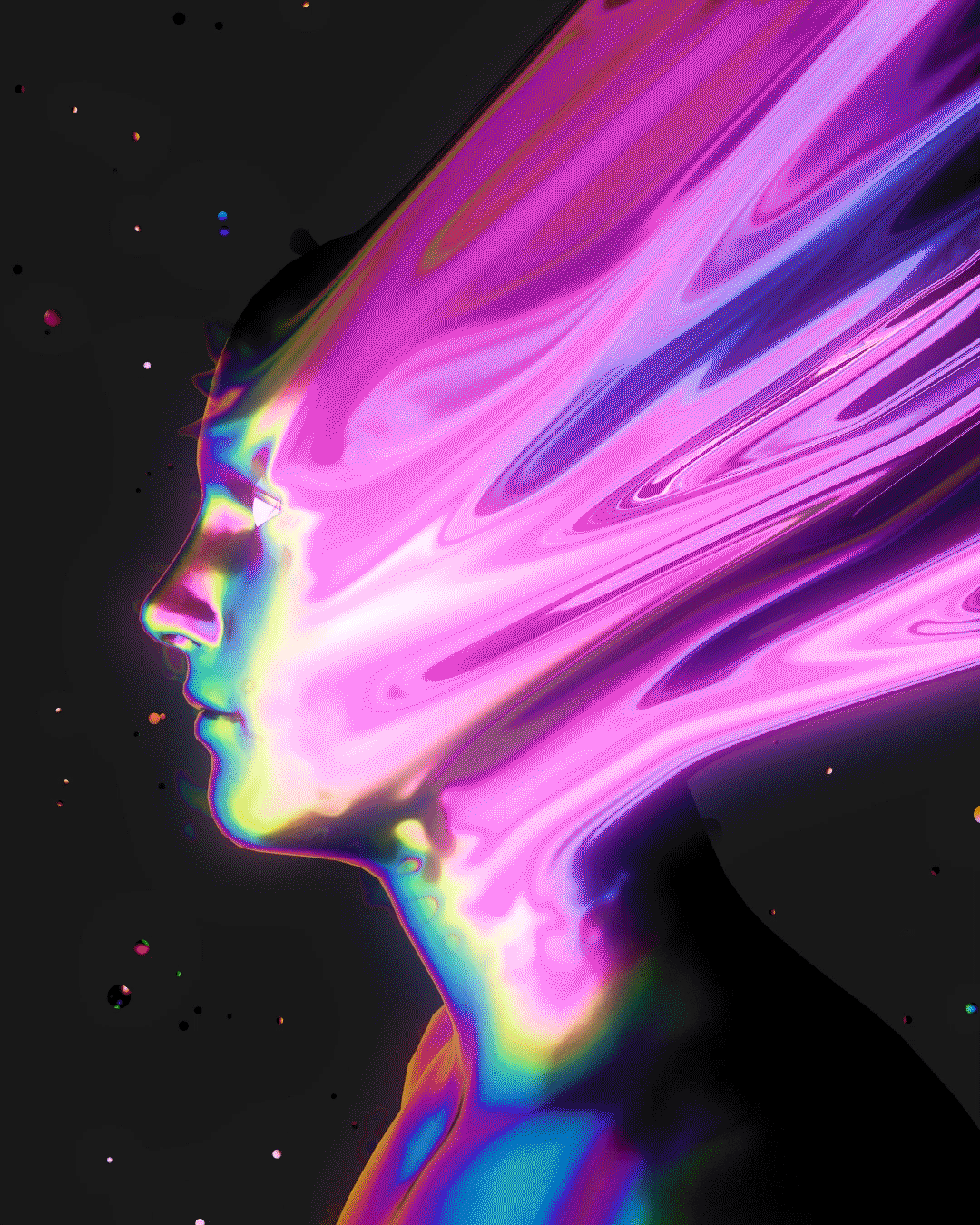 art DISTORTED glitchy heads iridescent klarens  Liquid liquify loop visualizer
