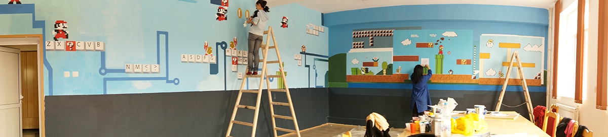 Mural Computer room Super Mario game