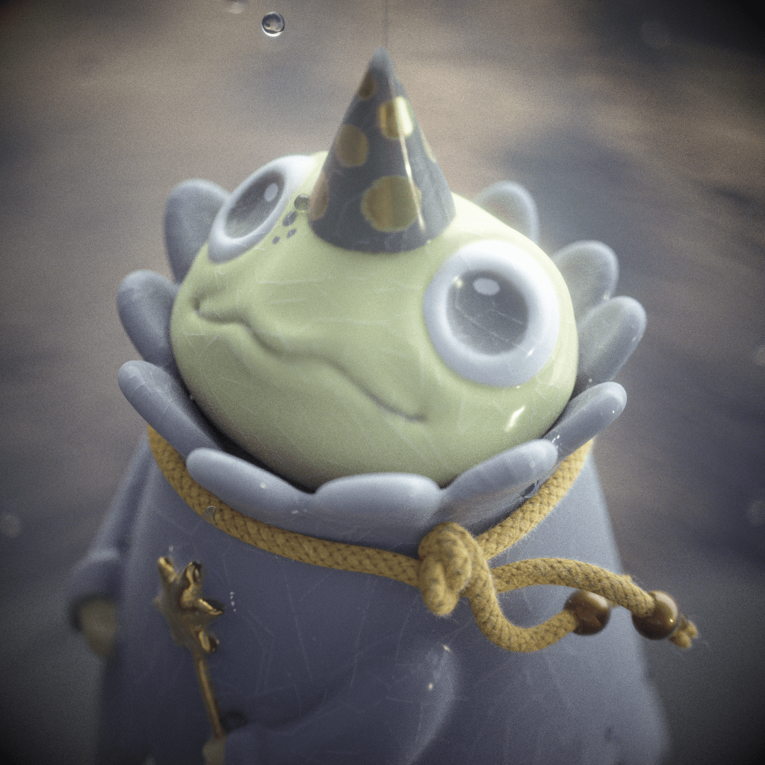bokeh frog octane porcelain animal character Character Collaboration cute 3d model houdini Procreate