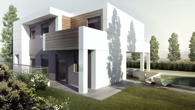 rendering 3D cinema4d vray Villa private villa modern architecture
