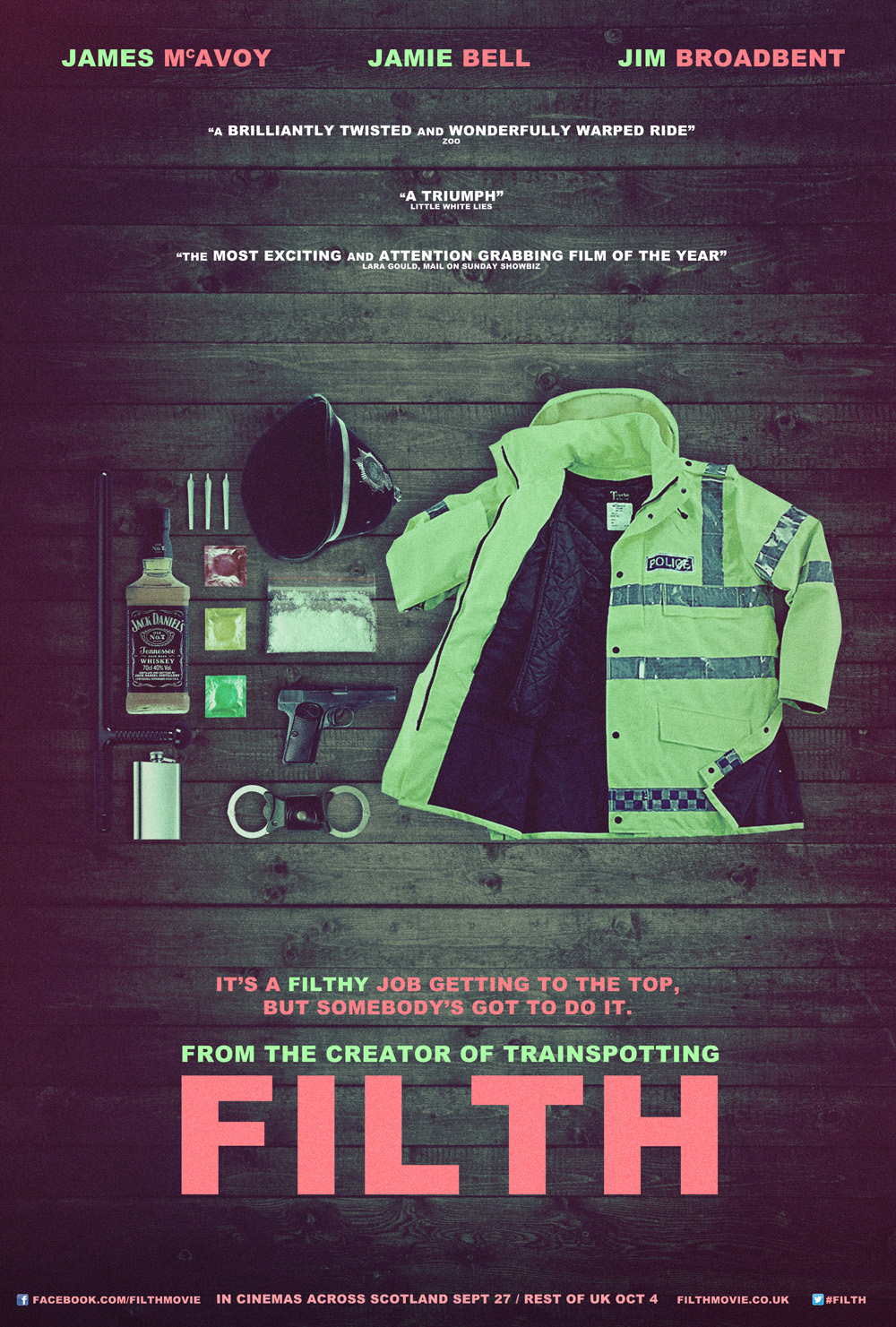 filth movie movie poster keyart key art one sheet film poster james mcavoy Jamie Bell Jim Broadbent police pig Competition