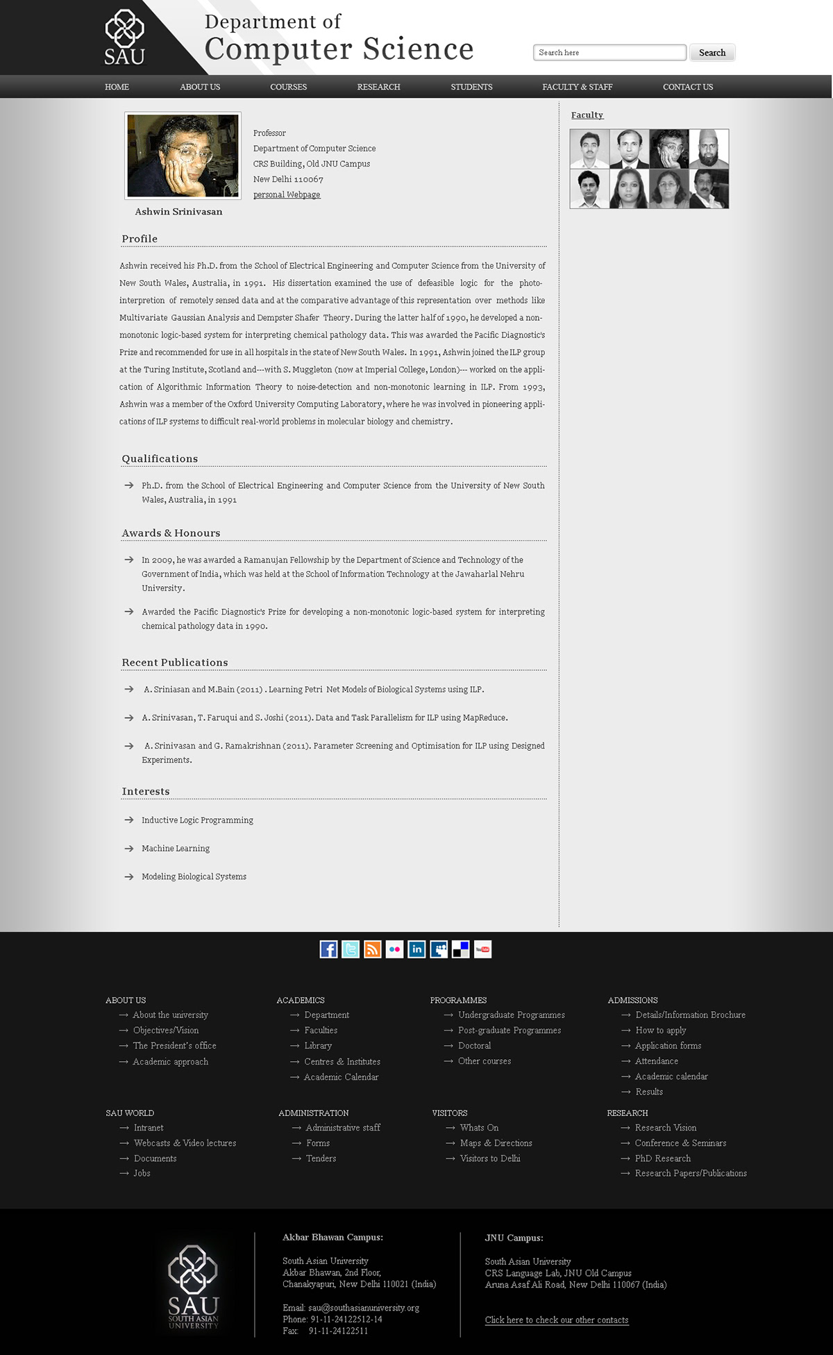 south asian university sidharthsankh denhank SAU asian University Website black user interface