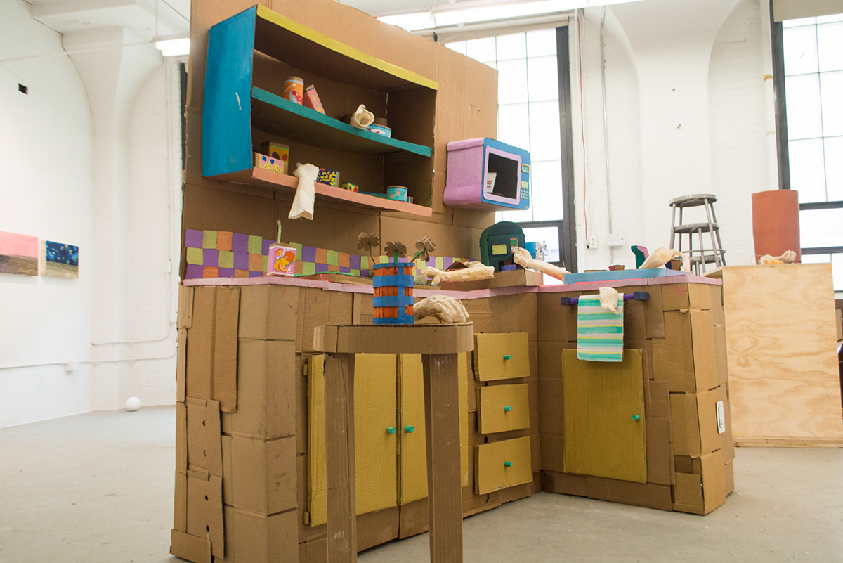 cardboard kitchen color paint cardboard art risd RISD Sculpture emily whynott sculpture Cardboard sculpture