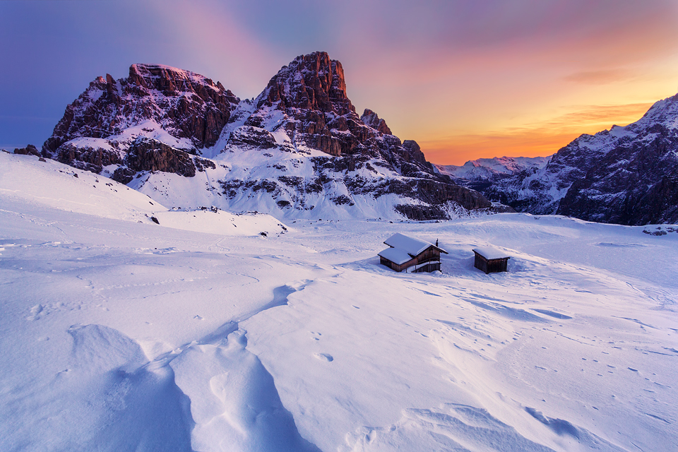 winter Landscape alps Alpen dolomites south tyrol mountains snow cold night MORNING light ice