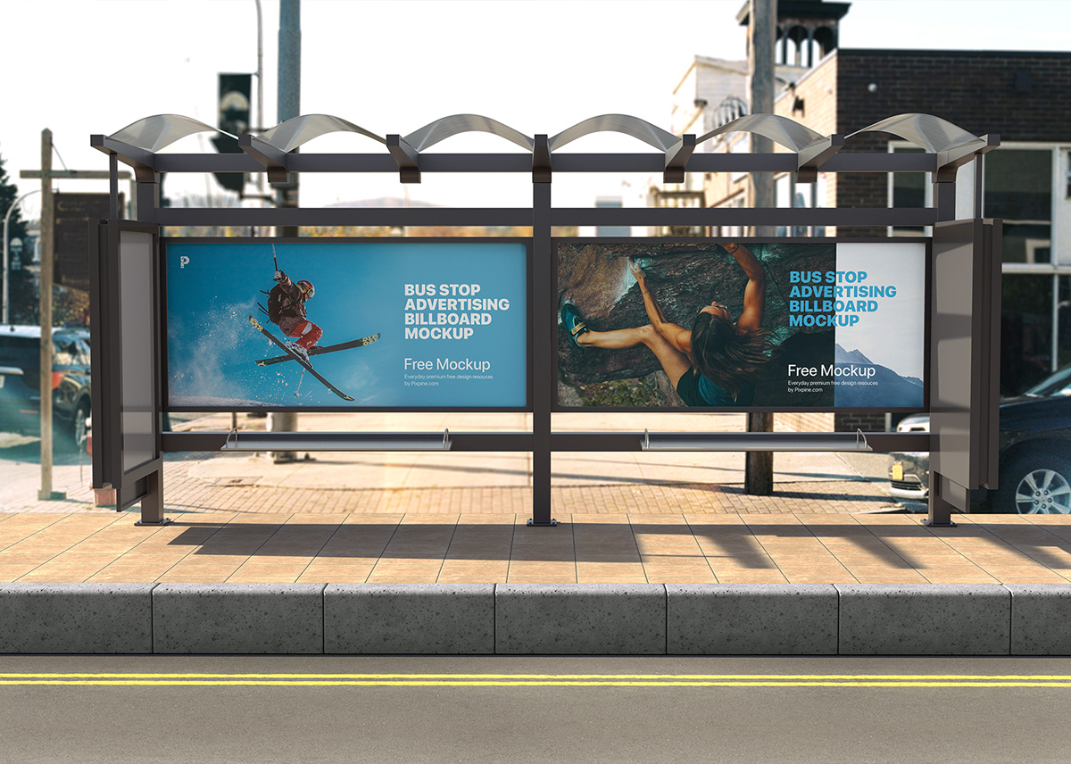 Advertising  billboard branding  bus station bus stop design free mockup  horizontal Outdoor print